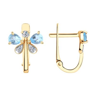 Серьги золотые пробы 585 с топазом (Арт.727120)