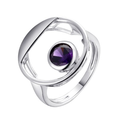 Кольцо серебряное с кубическим цирконием «Geometry Orbit» Fresh Jewelry (арт.CZ-R01142-X-W-DA-X-X)