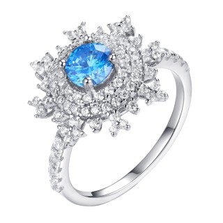 Кольцо серебряное с фианитом «Queen Sky» Fresh Jewelry (арт.CZ-R02916-X-W-AQ-X-W)