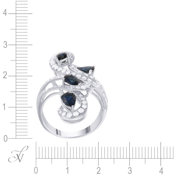 Кольцо из белого золота с бриллиантом и сапфиром (Арт.000087_ko_sa_wg)