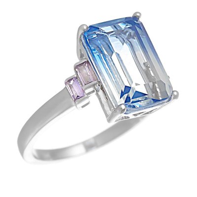 Кольцо из серебра с куб. цирконием и ситаллом (Арт.cz-r1124-2-x-w-bx18-x-lav)