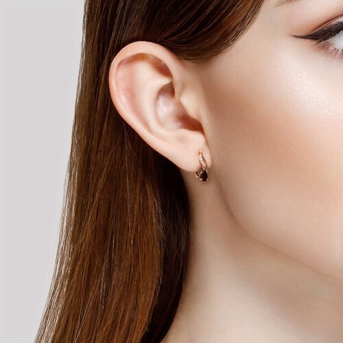 Серьги золотые пробы 585 с гранатом (Арт.728283)