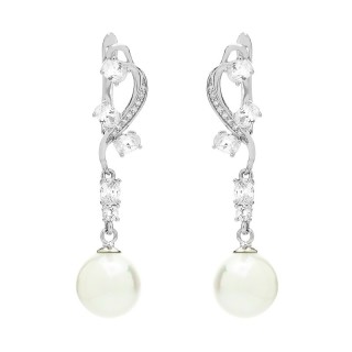 Серьги серебряные с жемчугом и куб. цирконием «Nautilus Shine» Fresh Jewelry (арт.PI-E01381-X-W-PS-X-W)