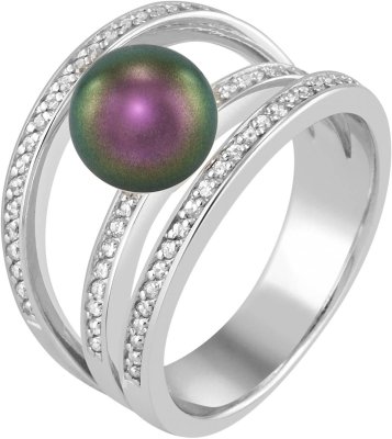 Кольцо из серебра с жемчугом и куб. цирконием (Арт.ahr-2-8-19-s)