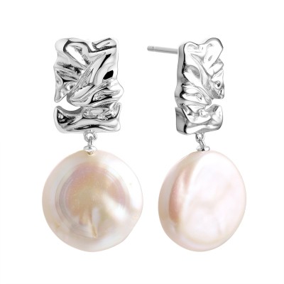 Серьги серебряные с жемчугом «Baroque Pearl» Fresh Jewelry (арт.PI-E433-18-X-W-PN-X-X)