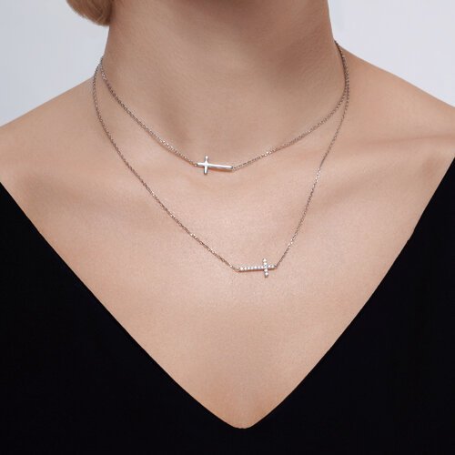 Колье из серебра с фианитами (Арт.94070767)