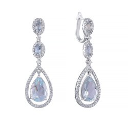 Серьги из белого золота с бриллиантом и топазом (Арт.e11670_sr_bt_wg)