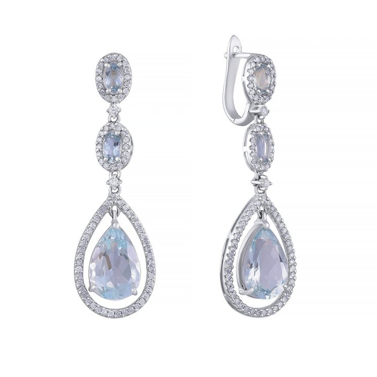 Серьги из белого золота с бриллиантом и топазом (Арт.e11670_sr_bt_wg)