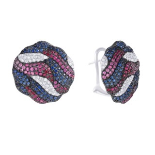 Серьги с бриллиантами, рубинами и сапфирами «Волны Сияния» Myjewels (арт.E25319C_SR_GLSA_PS_RU_WG)