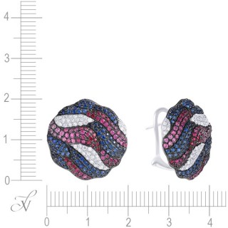 Серьги с бриллиантами, рубинами и сапфирами «Волны Сияния» Myjewels (арт.E25319C_SR_GLSA_PS_RU_WG)