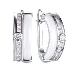 Серьги из серебра с керамикой и фианитом (Арт.tc-e00670-w-w-w-x-w)