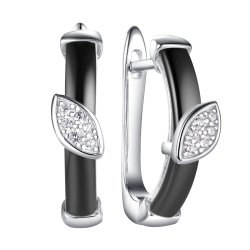 Серьги из серебра с керамикой и фианитом (Арт.tc-e01142-b-w-x-x-w)
