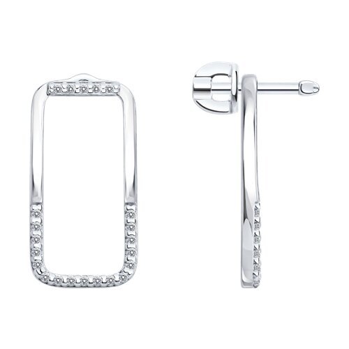 Серьги из серебра с фианитами «Городской прямоугольник» SOKOLOV (арт.94-122-00400-1)