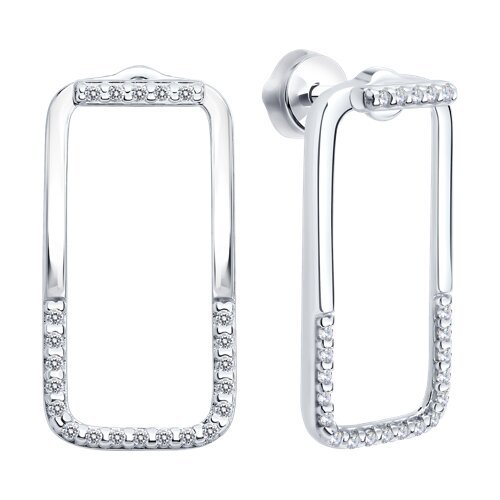 Серьги из серебра с фианитами «Городской прямоугольник» SOKOLOV (арт.94-122-00400-1)