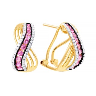 Серьги из золота с бриллиантами и розовыми сапфирами «Розовый Вальс» Myjewels (арт.E49305A0S14YB001)