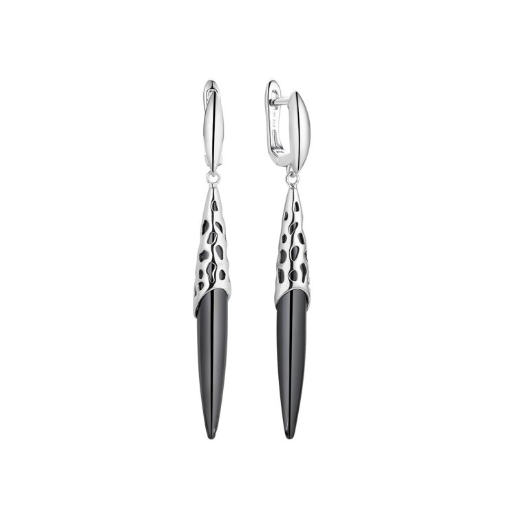 Серьги из серебра с керамикой (Арт.tc-e1758-1-b-w-x-x-x)