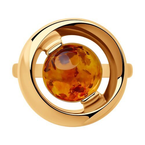 Кольцо из золочёного серебра с янтарём (Арт.83010057)