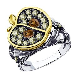 Кольцо из золочёного серебра с фианитами (Арт.95010151)