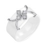 Кольцо с керамикой и фианитами «White Cross» Fresh Jewelry (арт.TC-R01248-W-W-X-X-W)