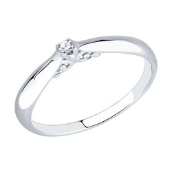 Помолвочное кольцо из серебра с бриллиантом (Арт.87010011)