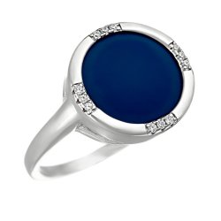 Кольцо из серебра с керамикой и куб. цирконием (Арт.tm-r00378-vl-w-x-x-w)