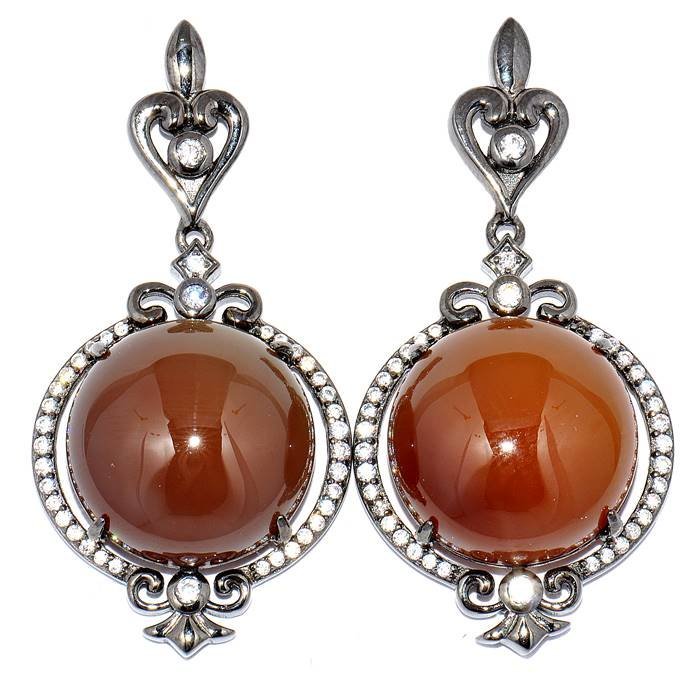 Серьги Серебряные крылья (Арт.22se000735c-1u-96-131_agat_kubcirkonii)