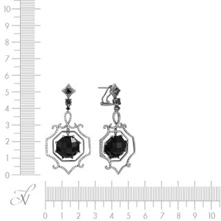 Серьги золото с бриллиантами и ониксом «Черный бал» JvG (арт.ME31461)
