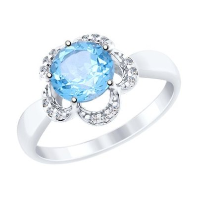 Кольцо из серебра с топазом и фианитами (Арт.92011520)