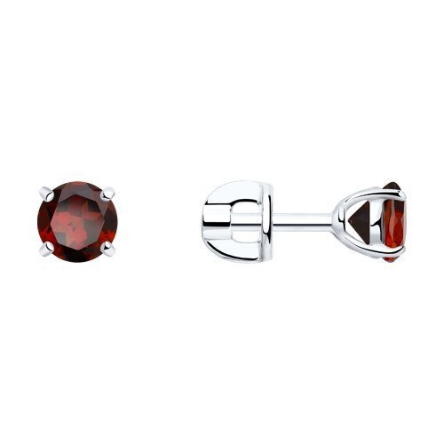 Серьги-пусеты из серебра с гранатами (Арт.92021088)