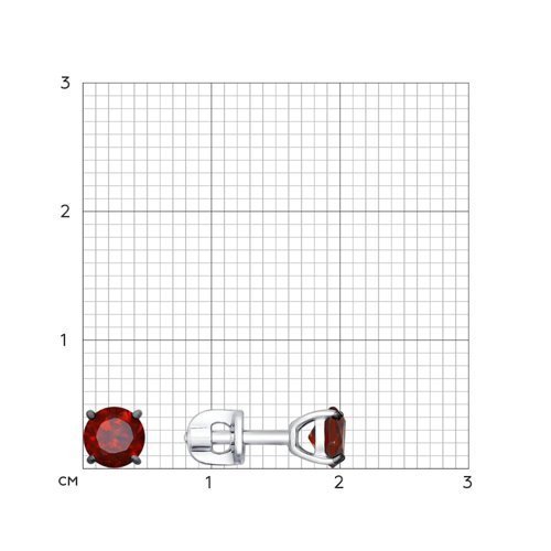 Серьги-пусеты из серебра с гранатами (Арт.92021088)