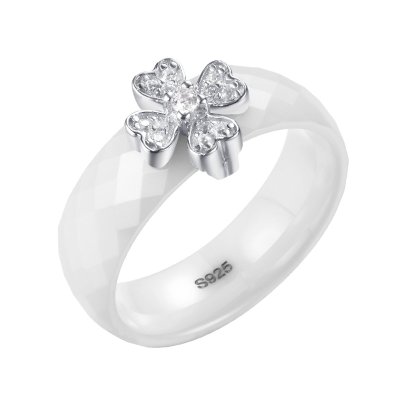 Кольцо из серебра с керамикой и фианитом (Арт.tc-r00186-w-w-x-x-w)