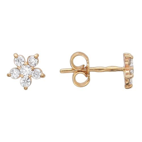 Серьги золото с фианитом «Цветок Рассвета» Estet (арт.01С115301)