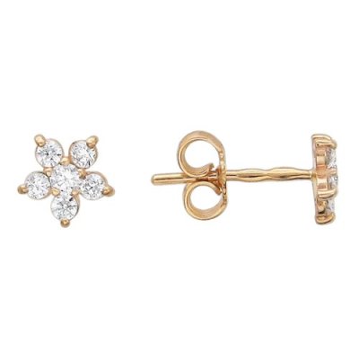 Серьги золото с фианитом «Цветок Рассвета» Estet (арт.01С115301)