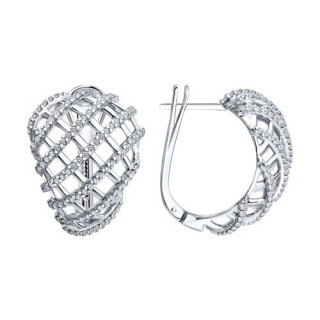 Серьги из серебра с фианитами «Хрустальная Вуаль» Соколов (арт.9402)