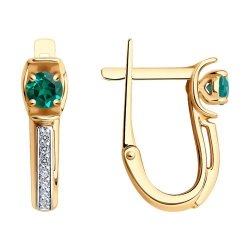 Серьги из золота с бриллиантами и изумрудами (Арт.3020523)