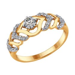 Кольцо из золочёного серебра с фианитами (Арт.93010678)