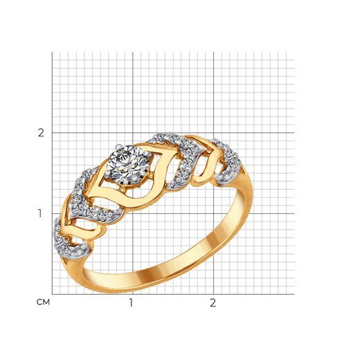 Кольцо из золочёного серебра с фианитами (Арт.93010678)