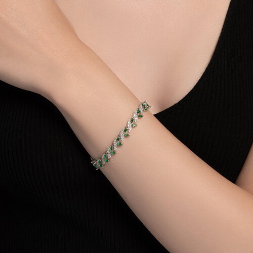 Браслет из серебра с фианитами «Изумрудный Вьюн» Соколов (арт.9405)