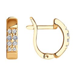 Серьги из золочёного серебра с фианитами (Арт.93020646)