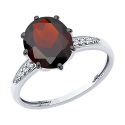 Кольцо из серебра с гранатом и фианитами (Арт.94-310-02054-2)