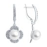 Серьги из серебра с жемчугом и фианитами (Арт.94-321-01923-1)
