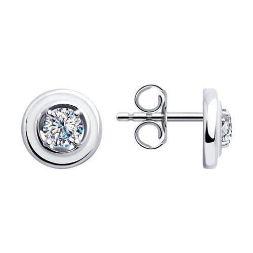 Серьги из серебра с эмалью и фианитами (Арт.94023377)