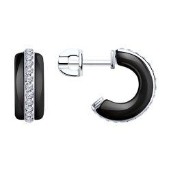Серьги из серебра с керамическими вставками и фианитами (Арт.94-122-01445-1)