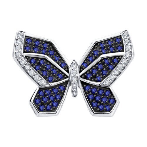 Брошь из белого золота с бриллиантами и сапфирами (Арт.52-240-02975-2)