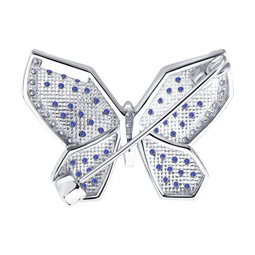 Брошь из белого золота с бриллиантами и сапфирами (Арт.52-240-02975-2)