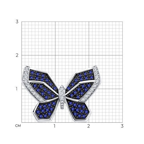 Брошь из белого золота с бриллиантами и сапфирами (Арт.52-240-02975-2)