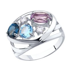 Кольцо из серебра с миксом камней (Арт.94-310-00658-1)