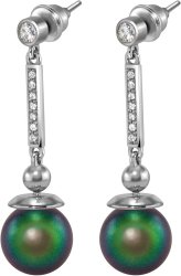 Серьги из серебра с жемчугом и кристаллом swarovski (Арт.aas-6-b-10-25-s)