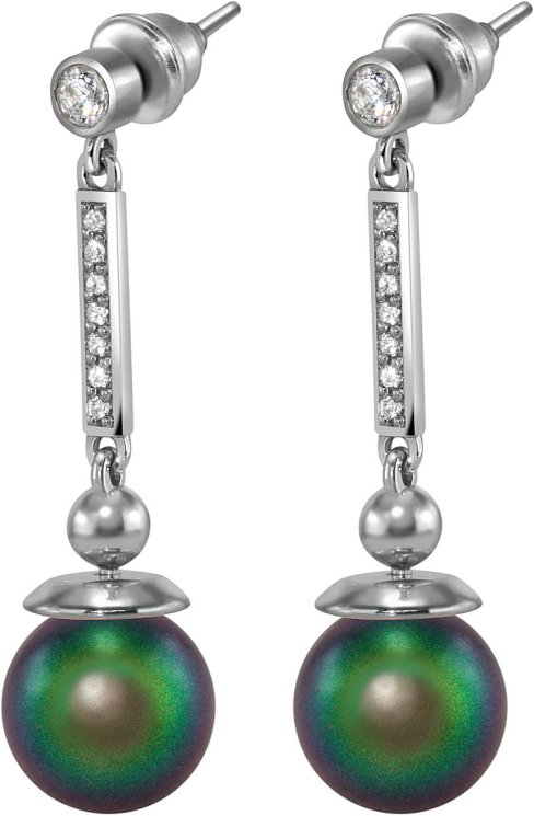 Серьги из серебра с жемчугом и кристаллом swarovski (Арт.aas-6-b-10-25-s)