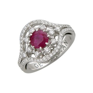 Кольцо с бриллиантами и рубином «Garden Flame» из белого золота Estet (арт.01К678490-1)